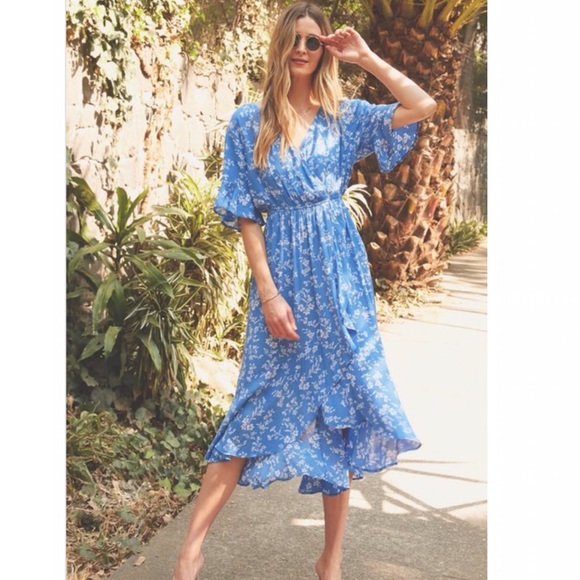 NEW Blue boho floral wrap hi low maxi dress 💙 - Picture 8 of 8